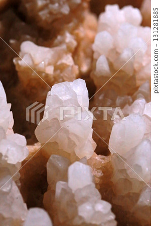Close-up photo of stalactites on display in a museum Close-up photo of stalactites on display in a museum 131281885