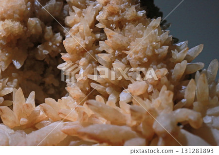 Close-up photo of stalactites on display in a museum Close-up photo of stalactites on display in a museum 131281893