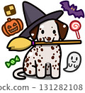 Liver spot variety Dalmatian in Halloween costume 131282108