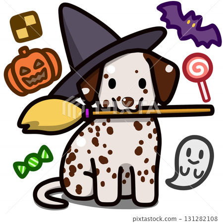 Liver spot variety Dalmatian in Halloween costume 131282108