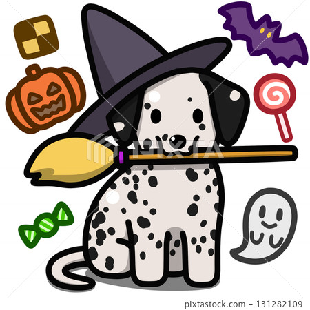 黑色斑點達爾馬提亞犬的萬聖節服裝 131282109