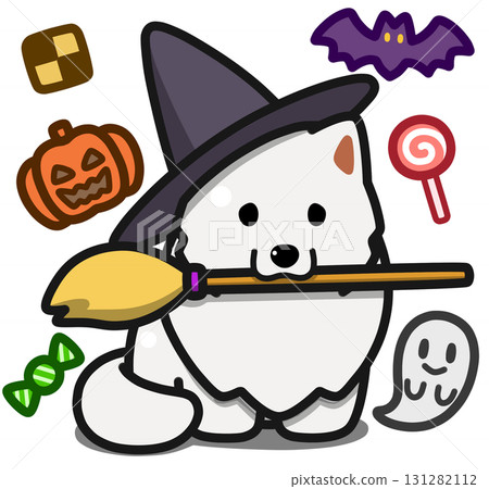 Samoyed in Halloween costume 131282112