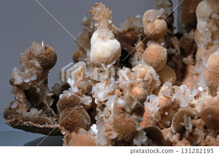 Photographing stilbite and stilbite from India in a museum 131282195
