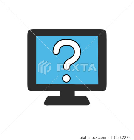 Simple question mark monitor icon 131282224