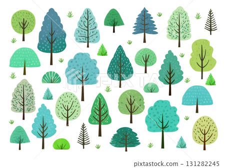 Tree pattern background illustration (green and blue) 131282245