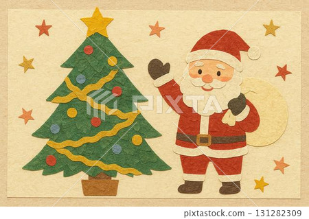 Christmas tree Santa Claus collage style 131282309