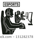 Professional gamer illustrations in pictogram style 131282378