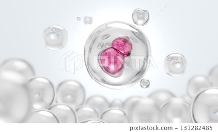 CG illustration of encapsulated beauty serum containing exosomes and stem cells CG illustration of encapsulated beauty serum containing exosomes and stem cells 131282485