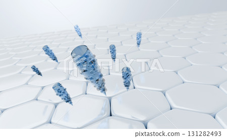 Dynamic CG illustration of microneedle technology for rapid skin penetration 131282493