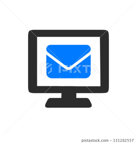 電腦螢幕上顯示的電子郵件通知圖標 電腦螢幕上顯示的電子郵件通知圖標 131282557