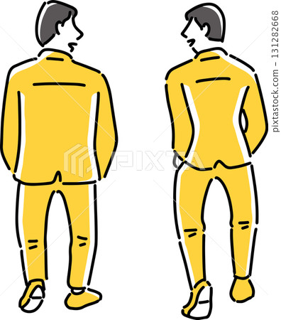 A man walking and talking from behind A man walking and talking from behind 131282668