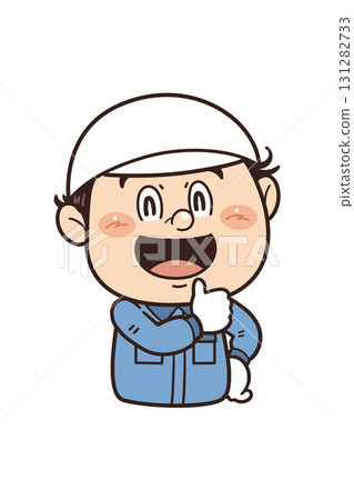 Illustration of a male factory worker making the gesture "Perfect!" | Unsafe behavior, unsafe conditions, and workplace accidents Illustration of a male factory worker making the gesture "Perfect!" | Unsafe behavior, unsafe conditions, and workplace accidents 131282733