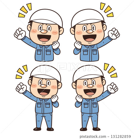 Illustration of a male worker working in a factory or on-site clenching his fist and showing motivation | Unsafe behavior, unsafe conditions, and industrial accidents Illustration of a male worker working in a factory or on-site clenching his fist and showing motivation | Unsafe behavior, unsafe conditions, and industrial accidents 131282859
