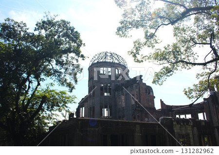 The Atomic Bomb Dome appears mysterious in the rays of light 131282962