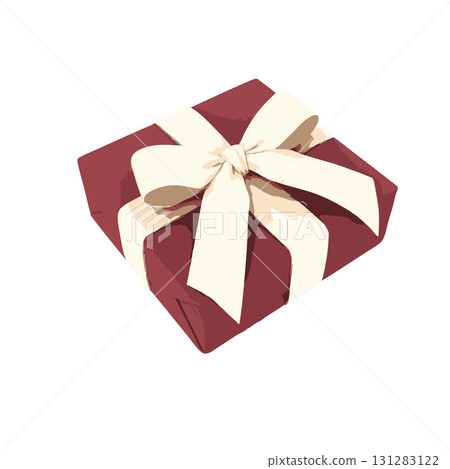 Christmas or birthday gift present box with white ribbon 131283122