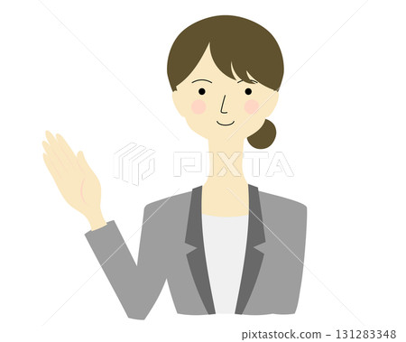 Woman guiding with a low bun 131283348