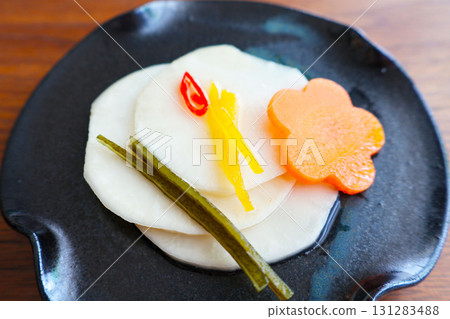 New Year's dish of turnips pickled in soy sauce New Year's dish of turnips pickled in soy sauce 131283488
