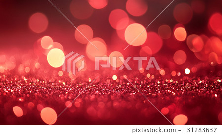 abstract red background with blurred festive sparkling glitter and Christmas light  131283637