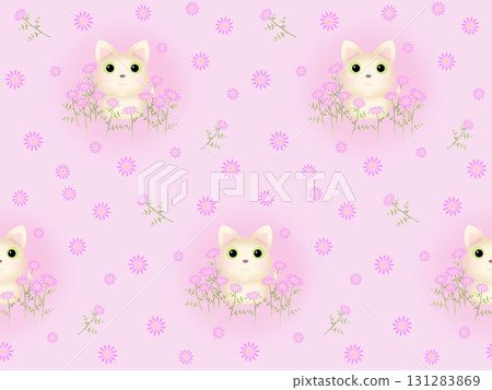白貓無縫圖案 E-2' 白貓無縫圖案 E-2' 131283869