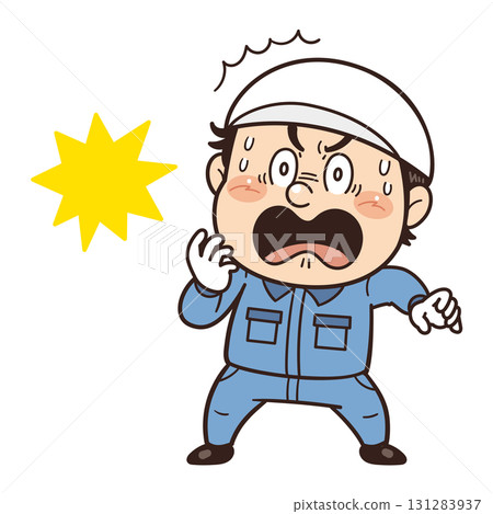 工廠或現場一名男工人驚慌失措的插圖 | 不安全行為、不安全條件和工作場所事故 工廠或現場一名男工人驚慌失措的插圖 | 不安全行為、不安全條件和工作場所事故 131283937