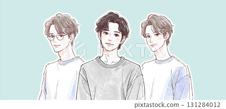 男人和男孩的水彩和手繪插圖 131284012