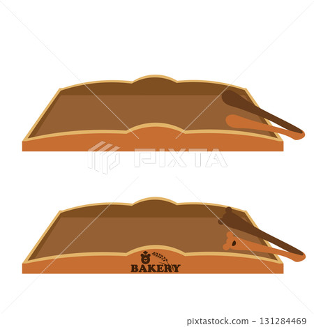 麵包店使用的木製托盤和夾子以及熊夾的插圖 131284469
