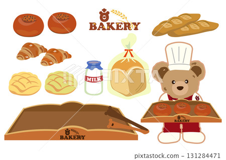 Assorted set of stuffed bear bakery items 131284471