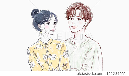 情侶/夫婦/戀人/男人和女人”插圖素材 情侶/夫婦/戀人/男人和女人”插圖素材 131284631