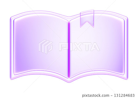 3D glassmorphism book icon with bookmark. Symbol of knowledge, reading, literature, and study. Perfect for education and learning design projects 131284683
