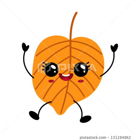 Cute autumn leaf character with smiling face Cute autumn leaf character with smiling face 131284862