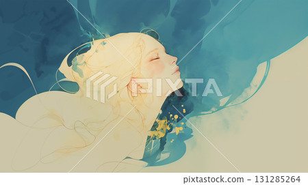 星空和女人的側面 131285264