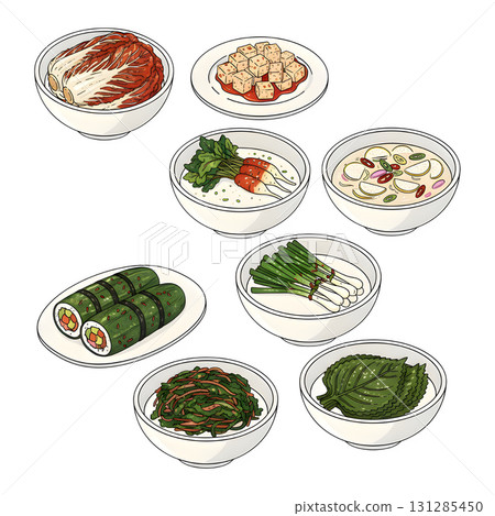 Kimchi food collection set. Korean Food. Illustration design. 131285450