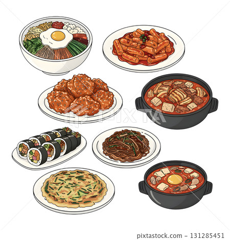 Korean Food illustration Set. Korean Food illustration Set. 131285451