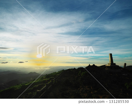 Summer sunrise over the Date Munetaka Monument on the summit of Mt. Katta in Zao Summer sunrise over the Date Munetaka Monument on the summit of Mt. Katta in Zao 131285530
