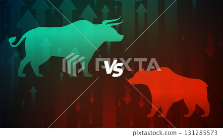 bull growth vs bear decline market trend concept background bull growth vs bear decline market trend concept background 131285573