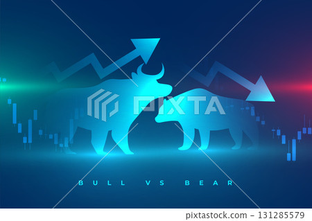 bullish vs bearish stock trading sentiment background bullish vs bearish stock trading sentiment background 131285579