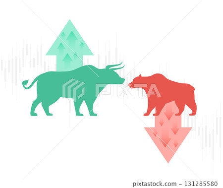 bull upward vs bear downward stock trade arrow design bull upward vs bear downward stock trade arrow design 131285580