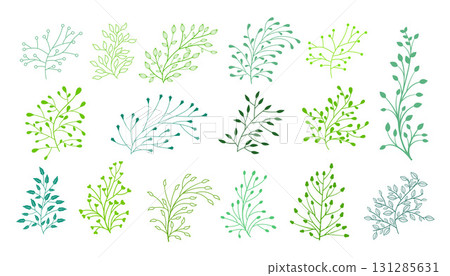 collection of fresh and green natural leaves branch background collection of fresh and green natural leaves branch background 131285631