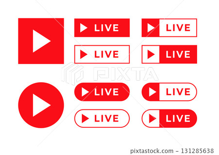 collection of live streaming icon with play button design collection of live streaming icon with play button design 131285638