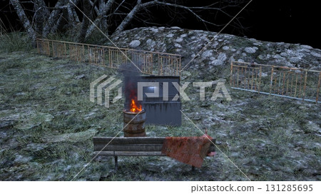 燈光昏暗的空地 131285695