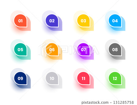 colorful 3d bullet points number elements in pack 131285758