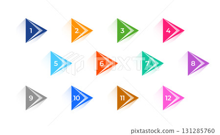 colorful arrow shape bullet points from one to twelve digit colorful arrow shape bullet points from one to twelve digit 131285760