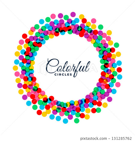 colorful circular frame template with confetti decoration colorful circular frame template with confetti decoration 131285762