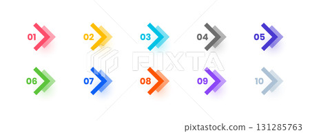 colorful directional arrow bullet point element in collection 131285763