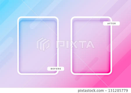 comparison before and after border frame gradient background 131285779