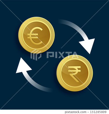 currency exchange euro to rupee golden sign background currency exchange euro to rupee golden sign background 131285809