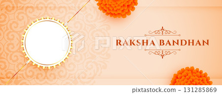 decorative raksha bandhan wishes banner with floral design 131285869
