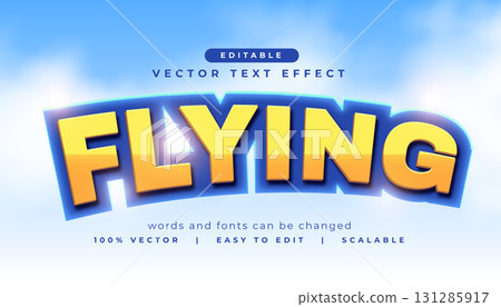 editable flying text style with cloudy effect 131285917