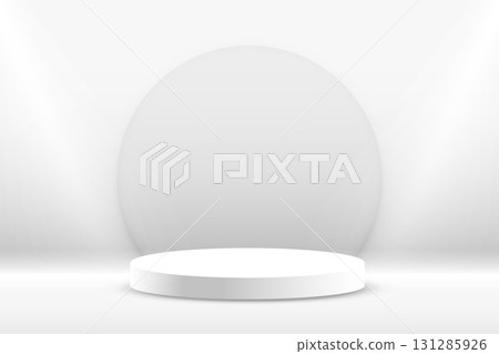elegant 3d pedestal stand for award showcase 131285926