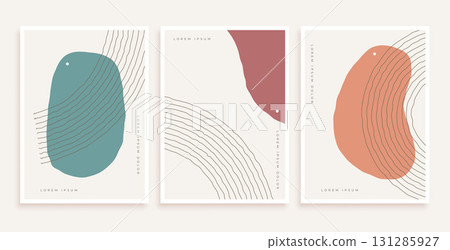 elegant abstract boho geometric poster collection in vintage style 131285927